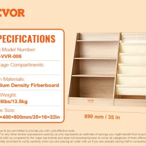 4-Tier Kids Wooden Bookshelf