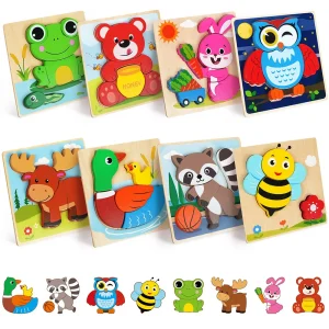 8 Pack Wooden Animal Puzzles